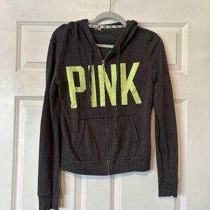 Victorias Secret “PINK”  Gray Hoodie with Neon Print